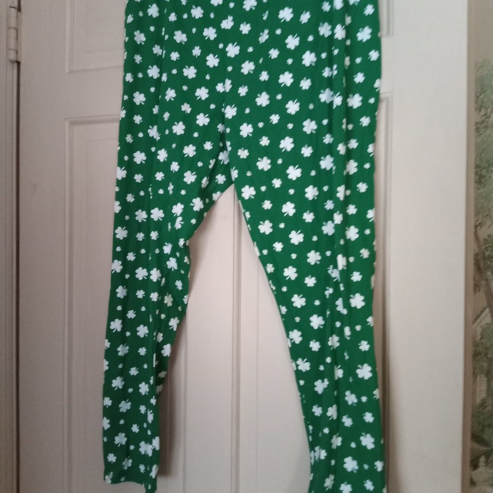 No Boundaries Novelty Pants St. Patrick's Day Green Shamrock Pants New Size XXXL